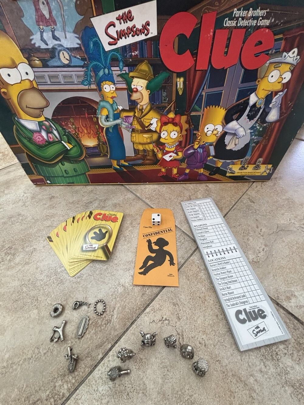 The Simpsons Clue Board Game Pewter Tokens Game Replacement Pieces 2000 Full Set